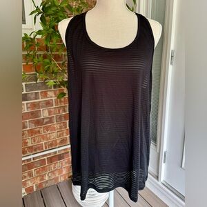 NWT Women’s Nine West Black Fitness Active Wear Workout Striped Top Size Large